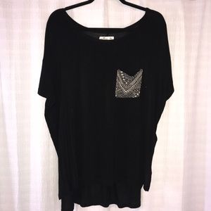 Hollister black T-shirt with patterned pocket